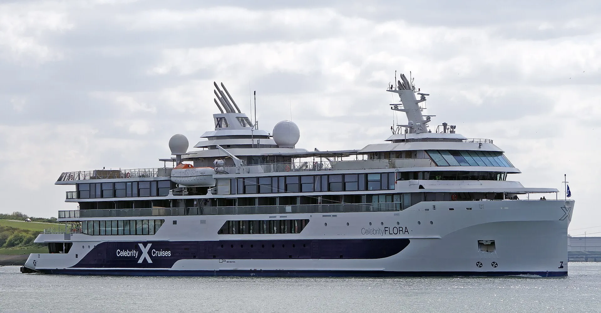 Side view of the Celebrity Flora at sea