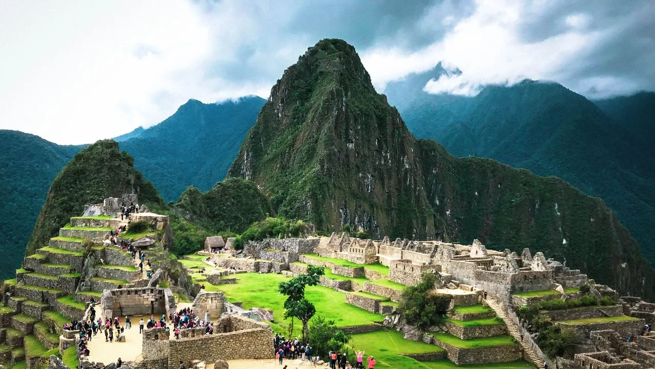 Breathtaking view of the ancient Incan city Machu Picchu in the Peruvian Andes.