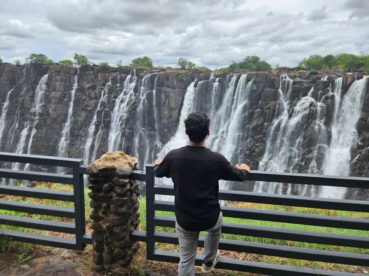A man admires the breathtaking Victoria Falls from the Zimbabwean side.